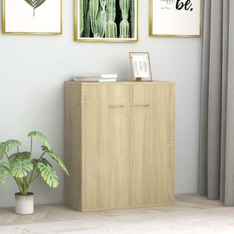 vidaXL Vidaxl - Aparador De Madera Contrachapada Color Roble Sonoma 60x30x75 Cm