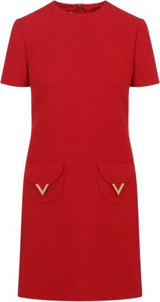 Valentino Short Dresses, female, Red, Size: XS Virgin Wool Mini Dress