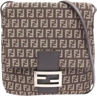 Fendi Pre-owned Cross Body Bags, female, Brown, Size: ONE SIZE Pre-owned Canvas Cross Body Bag