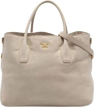 Prada Pre-owned Tote Bags, female, Beige, Size: ONE SIZE Pre-owned Satchel