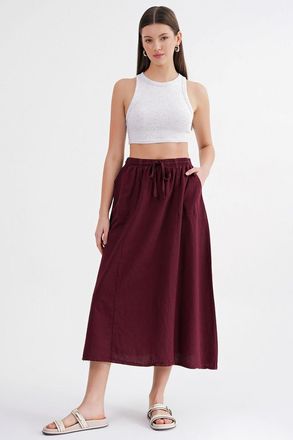 Mixray Hoge Taille Poplin Rok met Touwtje Detail