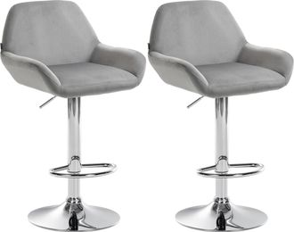 Clp Set De 2 Taburetes De Cocina Braga En Terciopelo Gris