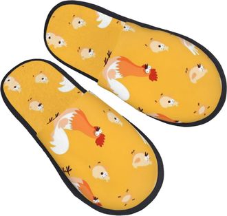 Generic Furry Slippers Chicken Chick Printing Home Slippers Flat Unisex Slipper For Spa Hotel Bathroom L