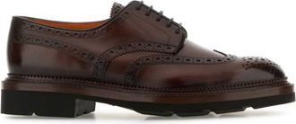 Santoni Brown Leather Lace-up Shoes