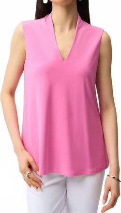 Joseph Ribkoff Silky Knit Sleeveless V-Neck Trapeze Top In Pink Sherbert