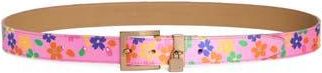 Kurt Geiger Floral Print Faux Leather Belt in Pink Multi /Antique Brass at Nordstrom Rack, Size X-Small/small