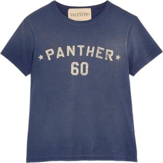 Valentino Blauw Katoenen T-shirt voor Mannen - Heren - T-shirts - Blauw - XL - Katoen - Tops