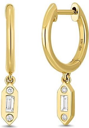 Bony Levy Gatsby Diamond Drop Huggie Hoop Earrings in 18Ky Gold at Nordstrom Rack