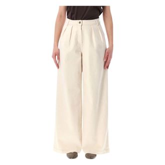 Sessun Wide Trousers, female, Beige, Size: XS Dieugi Pleated Denim