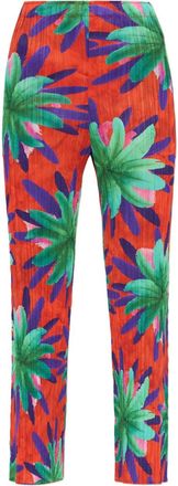 Pleats Please Issey Miyake Plooibroek met bloemenprint - Rood