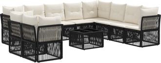vidaXL Conjunto De Sof&aacute;s De Jard&iacute;n 11 Uds. Negro Rat&aacute;n Sint&eacute;tico Vidaxl