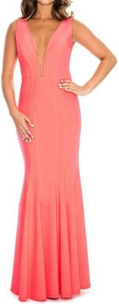 Decode 1.8 Sleeveless Plunging Bodice Sheath Dress In Hot Coral