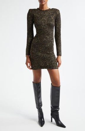 L'agence Cherry Sequin Long Sleeve Body-Con Minidress in Black/Gold Sequin at Nordstrom Rack, Size Xx-Small