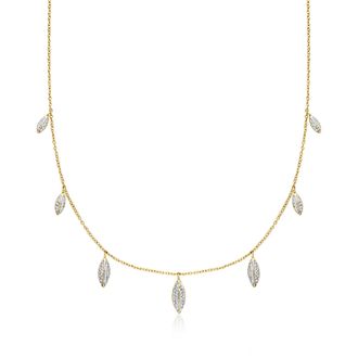 Ross-Simons Diamond Oval Drop Station Necklace in 18kt Gold Over Sterling