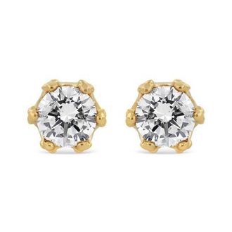 House of Brilliance 14K Yellow Gold 2.0 Cttw Round Diamond Crown Stud Earrings at Nordstrom