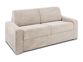 Vente-Unique Sof&aacute; cama de 3 plazas de apertura r&aacute;pida de pana beige - Colch&oacute;n de 140 cm - Colch&oacute;n de 18 cm CALITO