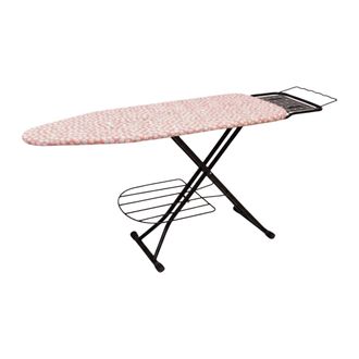 Relaxdays Relaxdays Tabla De Planchar 110x33 Cm Para Vapor, Alt. 70-88 Cm, Plegable, Soporte Y Rejilla, Floral Blanco-rosa