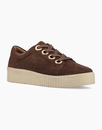 Hush Puppies Womens Hush Puppies Tamsin Suede Womens Chocolate Slim Fit Trainers - Brown - Size: 8