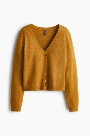 H&M V-neck Cardigan in Dark Mustard Yellow at Nordstrom, Size Xx-Small
