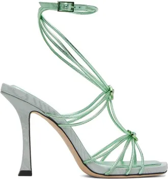 Jimmy Choo London Indiya 100 Metallic Nappa Sandals, Brand Size 39.5 ( US Size 9.5 )