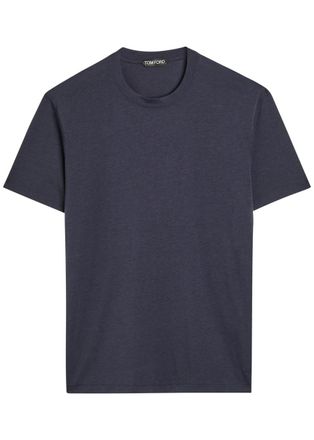 Tom Ford Logo-embroidered Jersey T-shirt - Navy - 52 (IT52 / XL)