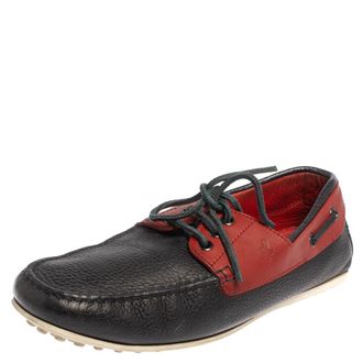 Tod's Tods For Ferrari Navy Blue/red Leather Lace Loafers
