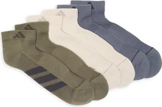 adidas All Day Training 3-Pack Ankle Socks in Olive Green/Alumina/Grey at Nordstrom Rack, Size Large