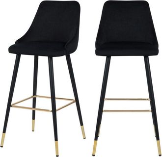 Rendez-Vous D&eacute;co Rendez-vous D&eacute;co - Set De 2 Sillas De Bar En Terciopelo Negro 77,5 Cm - Aristote
