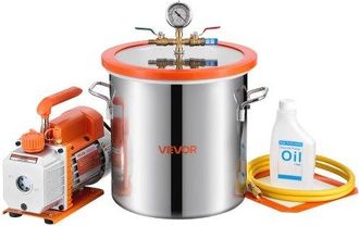 OEM Bomba De Vac&iacute;o De 3,5 Cfm 99 L/min, C&aacute;mara De Vac&iacute;o De Acero Inoxidable De 11,4 L, Con Tapa De Vidrio Templado, Botella De Aceite De 200 Ml Y Manguera