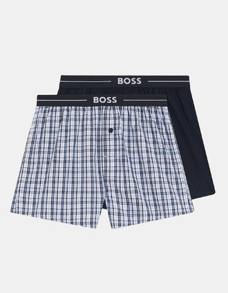 HUGO BOSS Mens 2 Pack of Cotton Pyjama Shorts - Navy - Size: 35/34/32