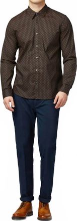 Ben Sherman Linear Geo Print Long Sleeve Shirt In Black