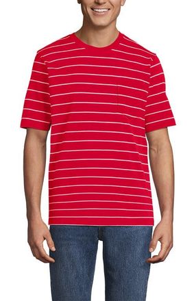 Lands End Super-T Short Sleeve T-Shirt with Pocket in Compass Red/white Stripe at Nordstrom, Size Xx-Large