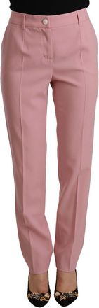 Dolce & Gabbana Pink Wool Stretch High Waist Trouser Womens Pants