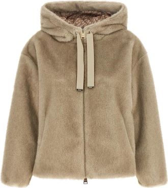 Herno Hooded Zip-Up Jacket - Dames - Jassen - Beige - M - Katoen - Jassen