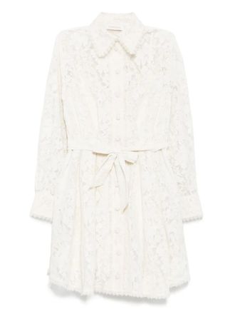 Zimmermann mini dawning tuck dress - women - Elastane/Recycled Polyester - 1 - Neutrals