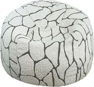 MX HOME Puf Desenfundable de lana rizada blanca