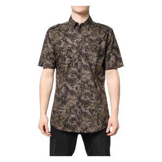 Dolce & Gabbana Short Sleeve Shirts, male, Multicolor, Size: 2XL Gold Casual Shirt