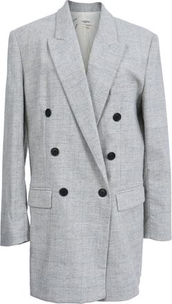 Isabel Marant Etoile Plaid Double-Breasted Blazer in Grey Wool