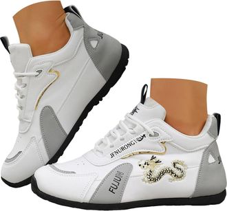 Generic Non Slip Sneakers for Women Lightweight Walking Shoes Womens Lace Up Outdoor Sports Running Athletic Workout Jogging Shoes Stylish Classic Casual Leat