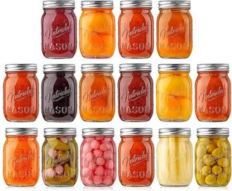 Nutrichef 16Pc Mason Jars Set