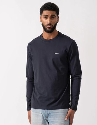 HUGO BOSS Mens BOSS Green Tee Mens Stretch-Cotton T-Shirt with Contrast Logo - Dark Blue 402 - Navy - Size: 38