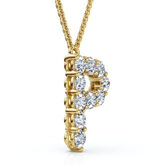 Pompeii3 1Ct Diamond Initial P Pendant 14k Gold 18 Necklace Lab Grown 5/8 Tall