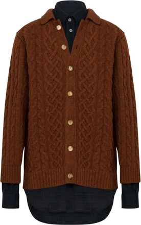 Moschino Cardigan in maglia a trecce - Marrone