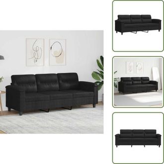 vidaXL The Living Store Divano a 3 Posti Nero 180 cm in Tessuto Microfibra - Divano in microfibra