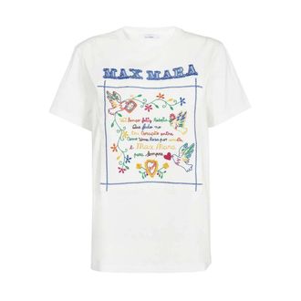 Max Mara T-Shirts, female, White, S, Embroidered Cotton T-shirt
