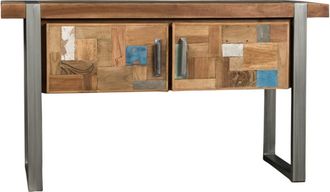 Wanda Collection Mueble doble para cuarto de baño teca metal 140 cm