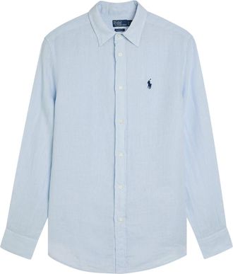 Polo Ralph Lauren Logo-embroidered Linen Shirt - Light Blue - S (UK8-10 / S)