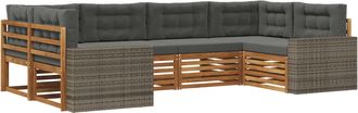 vidaXL Conjunto De Sof&aacute;s De Exterior 6 Uds. Natural Y Antracita Vidaxl