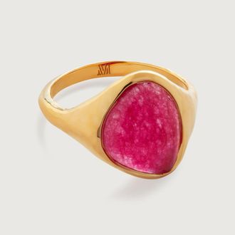Monica Vinader Gold Rio Gemstone Ring Pink Quartz