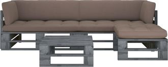 vidaXL Muebles De Palets 4 Pzas Y Cojines Madera Pino Impregnada Gris Vidaxl